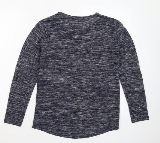 DMJ Womens Blue Floral Knit Pullover Jumper Size L