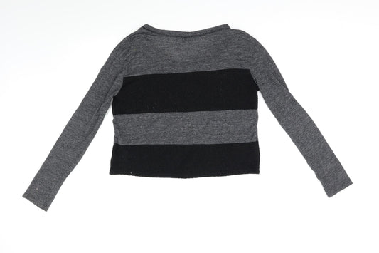 Sparkle & Fade Womens Black Striped Knit Pullover Jumper Size 8
