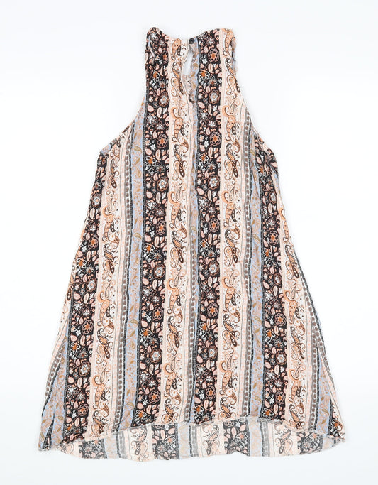 Miss Selfridge Womens Orange Floral A-Line Size 10