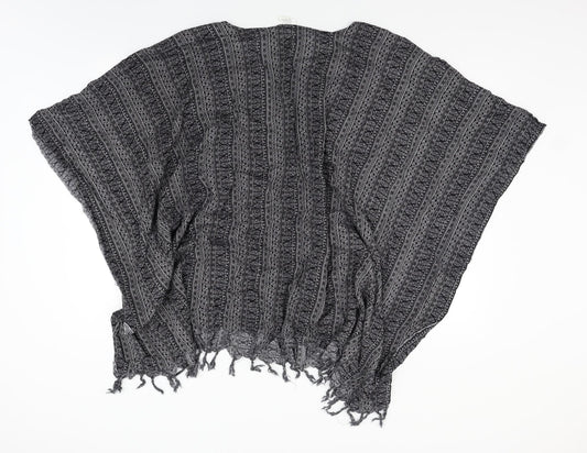 importador Womens Black Fair Isle Poncho One Size