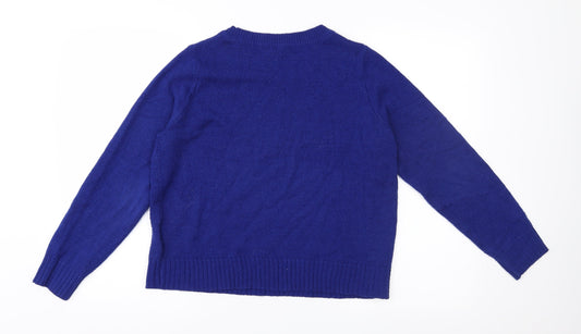 H&M Womens Blue Knit Pullover Jumper Size 10