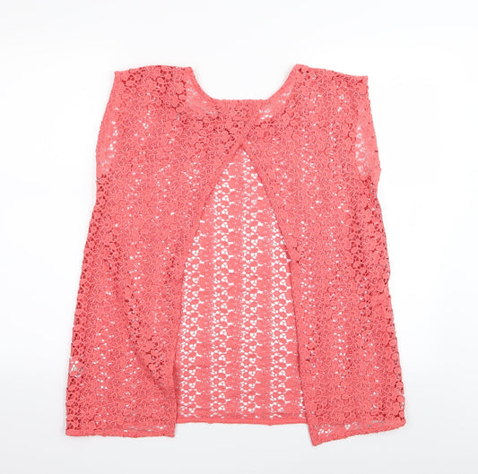 Papaya Womens Pink Floral Basic T-Shirt Size 10