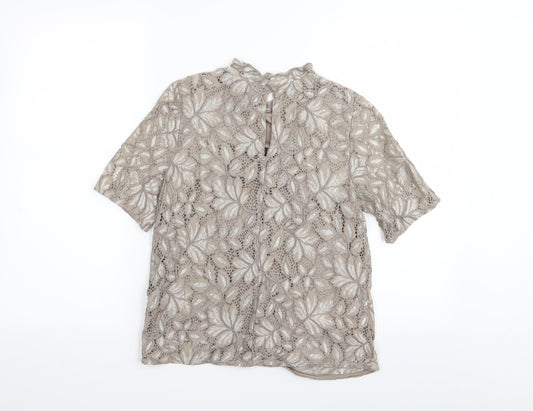 H&M Womens Brown Floral Basic Blouse Size 4