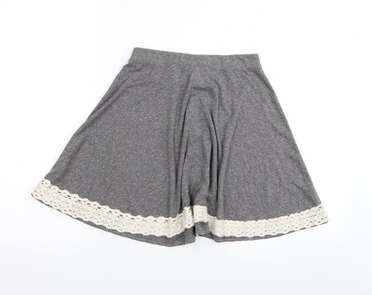 Topshop Womens Grey Flare Skirt Size 6 - Stretch waistband