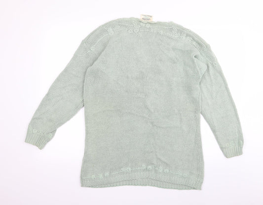 knitwear collection Womens Green Floral Pullover Jumper One Size