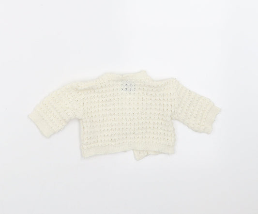 Bebe Bonito Girls White Cardigan Jumper Size 3-6 Months