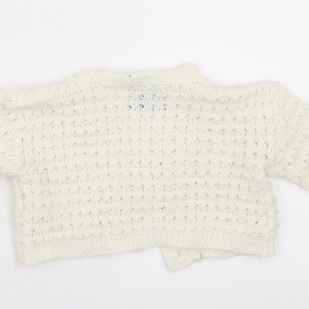 Bebe Bonito Girls White Cardigan Jumper Size 3-6 Months