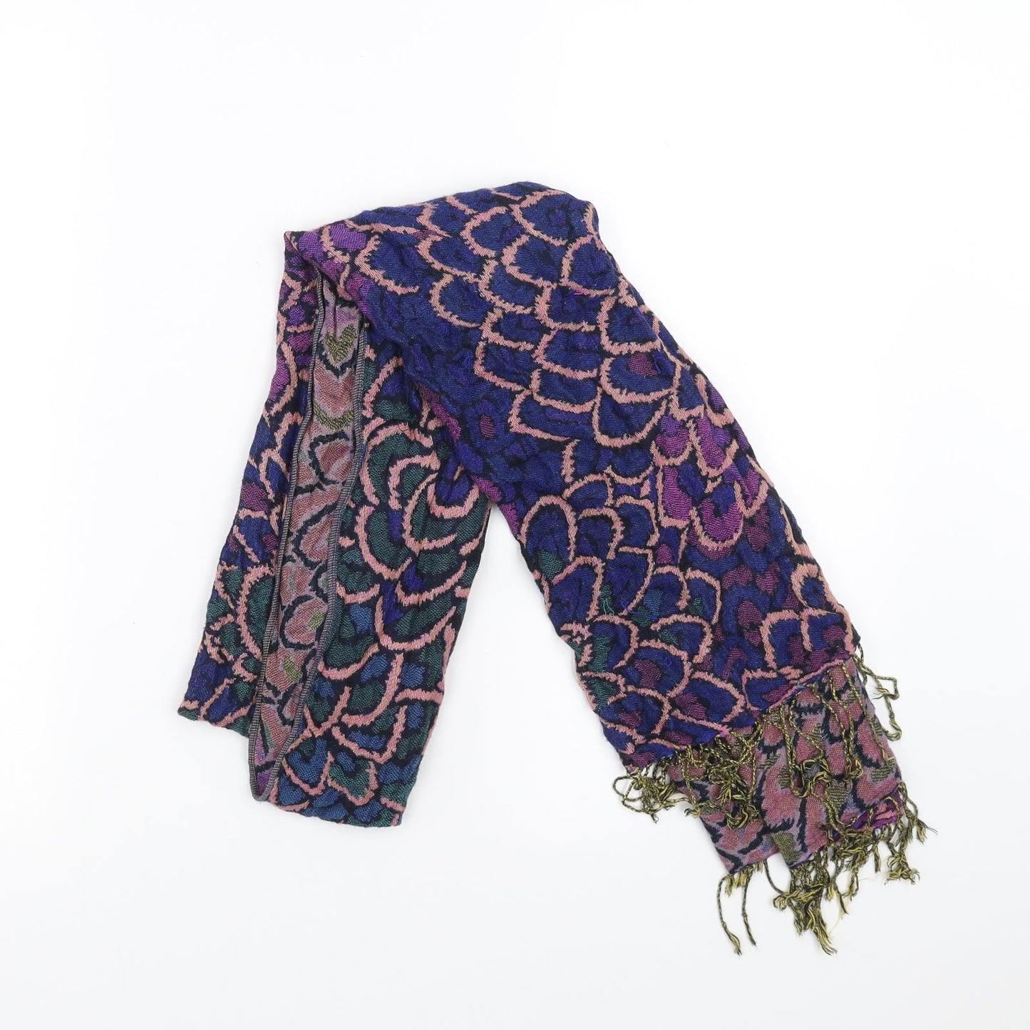 Preworn Womens Blue Floral Scarf