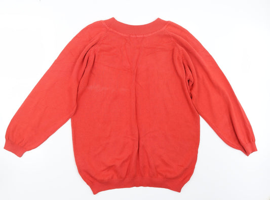 Cottage Knitwear Womens Red Knit Pullover Jumper Size L