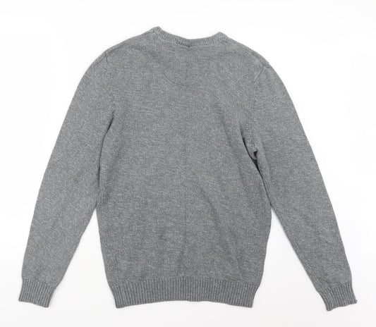 Atlantic Bay Mens Grey Knit Pullover Jumper Size S