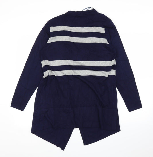 Text Womens Blue Striped Cardigan Jumper Size M