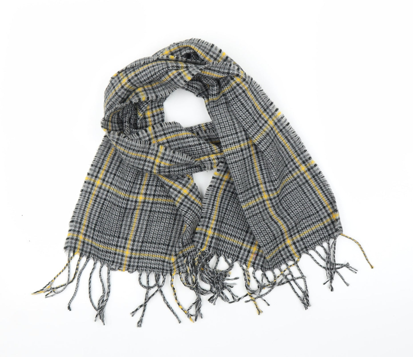 Preworn Unisex Grey Plaid Scarf