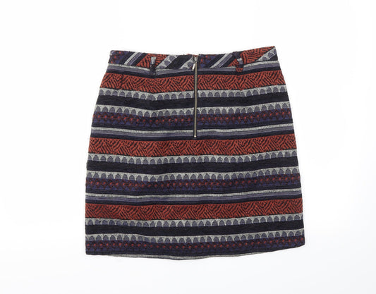 M&S Womens Blue Argyle/Diamond A-Line Skirt Size 8
