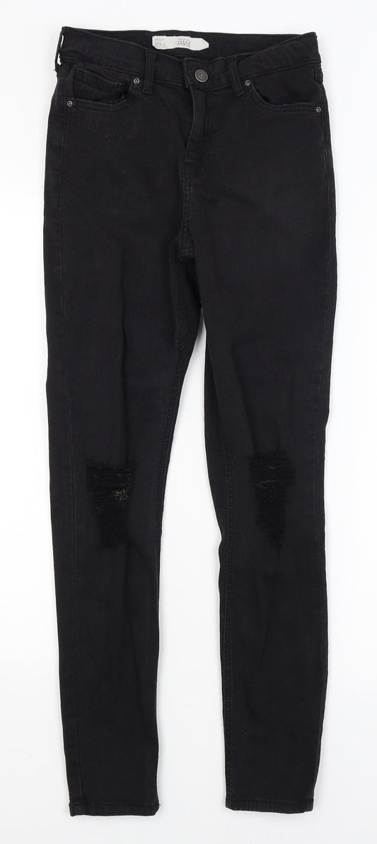 Topshop Mens Black Skinny Jeans Size 26 in L27 in
