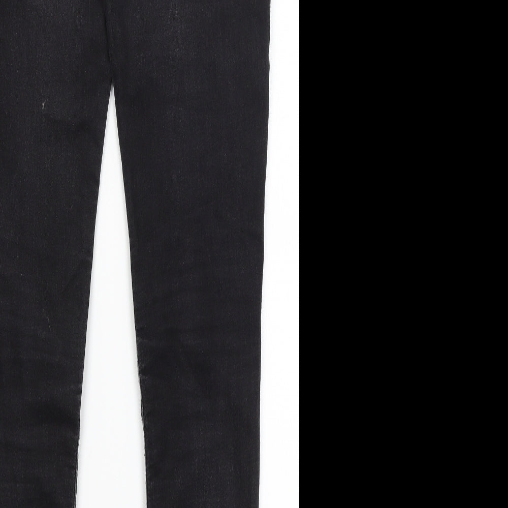 Brand and care label for Denim Co women’s black skinny jeans, size UK 8, 29.5-inch leg