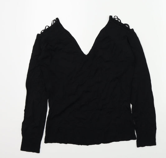 evie Womens Black Pullover Jumper Size 14 - open shoulders