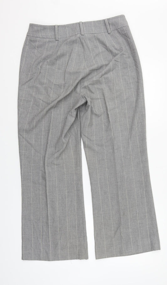 Per Una Womens Grey Houndstooth Trousers Size 14 L27 in