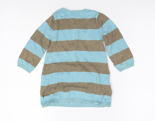 Mexx Girls Blue Striped Jumper Dress Size 18-24 Months