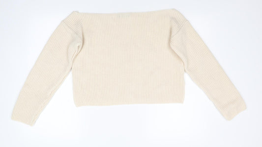 Boohoo Womens Beige Knit Pullover Jumper Size M