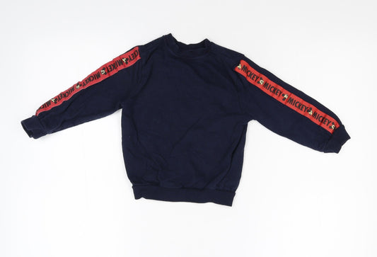 Preworn Boys Blue Canvas Pullover Sweatshirt Size 5 Years - Mickey Mouse