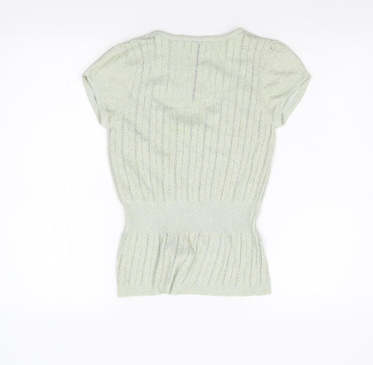 River Island Womens Green Knit Pullover Jumper Size 12 - Stretch Glitter