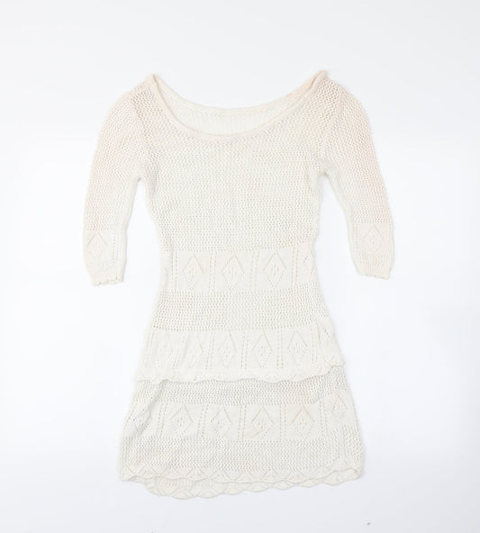 Miusol Womens White Tunic Jumper Size M