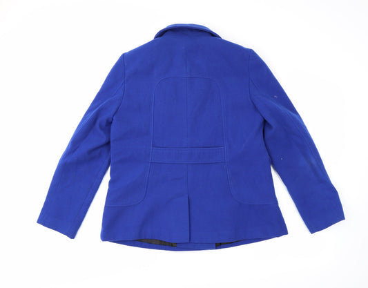 M&Co Womens Blue Overcoat Coat Size 14