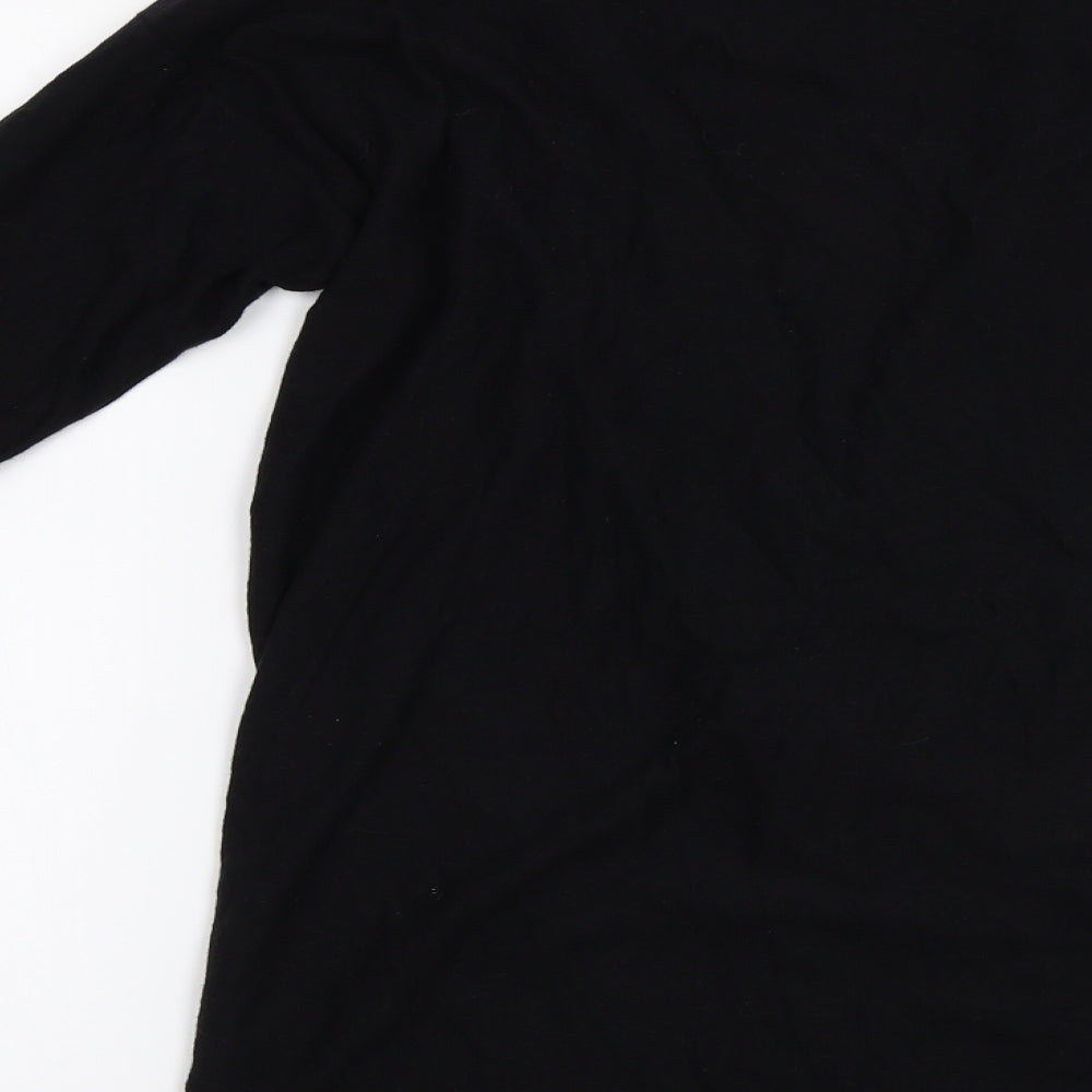 Brand and care label for ASOS women’s black cardigan jumper, size UK 4