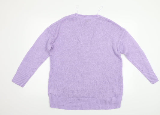 New Look Womens Purple Henley Jumper Size L