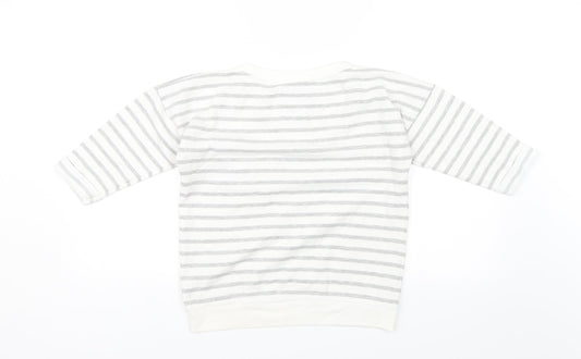 Atmopshere Womens White Striped Pullover Jumper Size 8