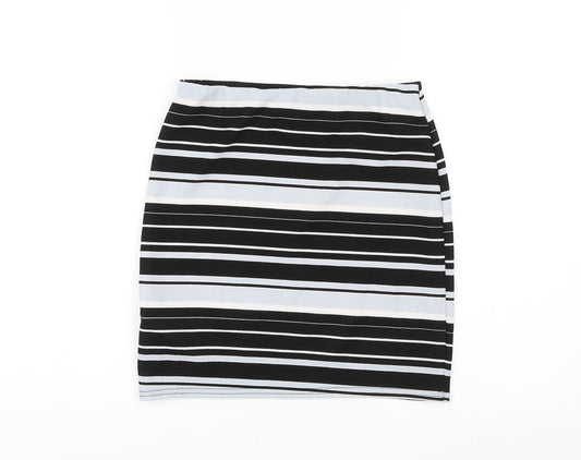 New Look Womens Black Striped Mini Skirt Size 8