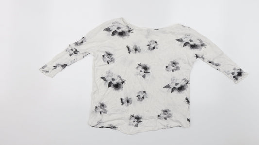 Divided Womens White Floral Pullover Jumper Size XS