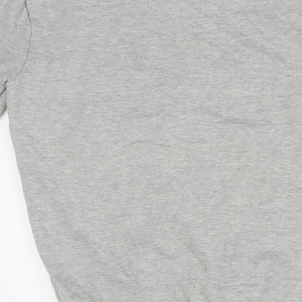 Brand and care label for Ellesse women’s grey henley sweatshirt, size UK 4