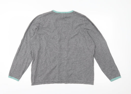 Bonmarché Womens Grey Striped Knit Pullover Jumper Size 16