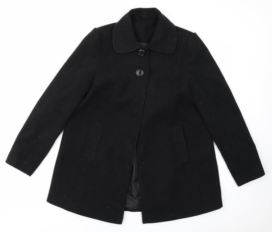 F&F Womens Black Overcoat Coat Size 12