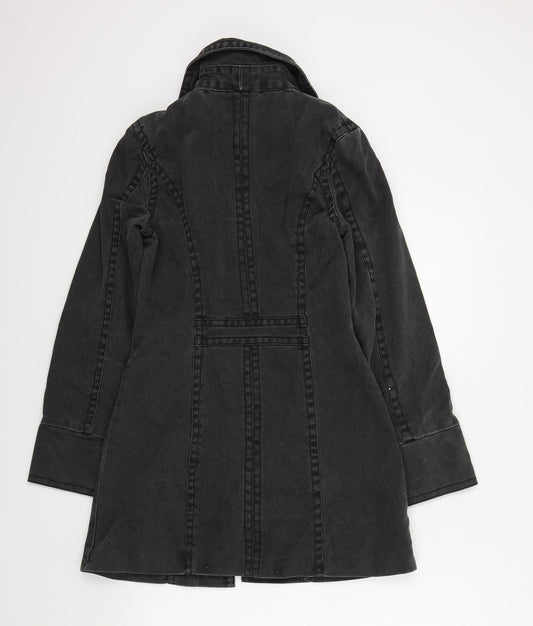 bisou deve Womens Grey Overcoat Jacket Size S