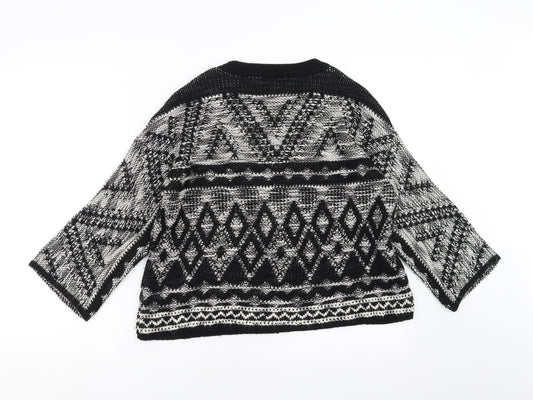 NEXT Womens Black Geometric Pullover Jumper Size XS