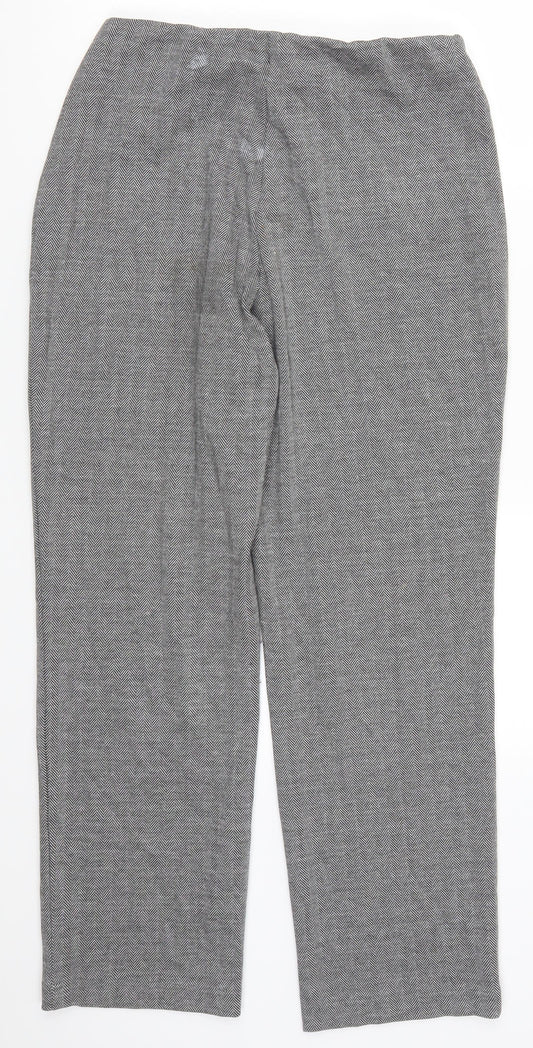 Marks and Spencer Womens Grey Herringbone Trousers Size 12 L28 in