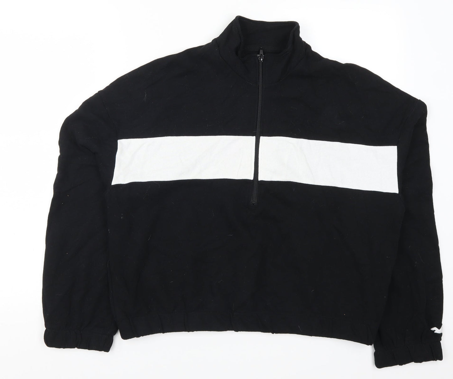 Hollister Womens Black Striped Pullover Sweatshirt Size M