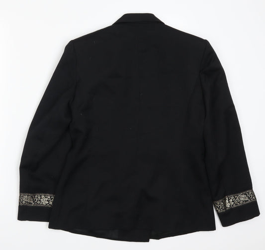 Precis Womens Black Jacket Suit Jacket Size 10 - Embroidered Sleeve Detail