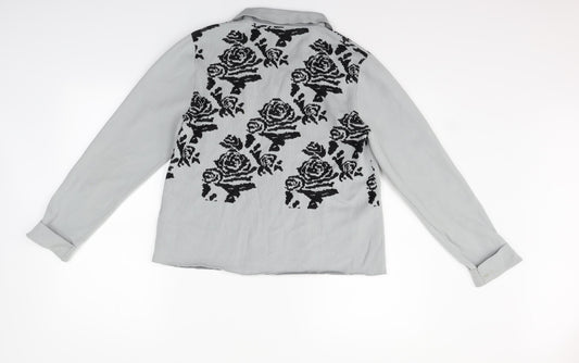 Artigiano Womens Grey Geometric Jacket Size L