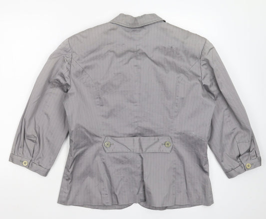 InWear Womens Grey Striped Jacket Blazer Size 18