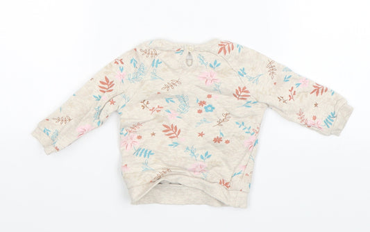George Baby Beige Floral Pullover Jumper Size 3-6 Months