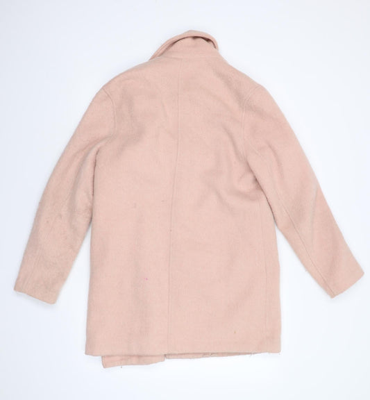 New Look Womens Pink Overcoat Coat Size 12 - Asymmetrical Collar