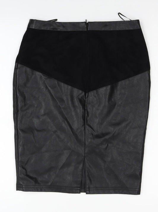 Papaya Womens Black Straight & Pencil Skirt Size 8 - leather look
