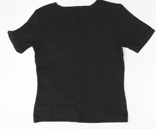 Style Womens Grey Basic T-Shirt Size 10
