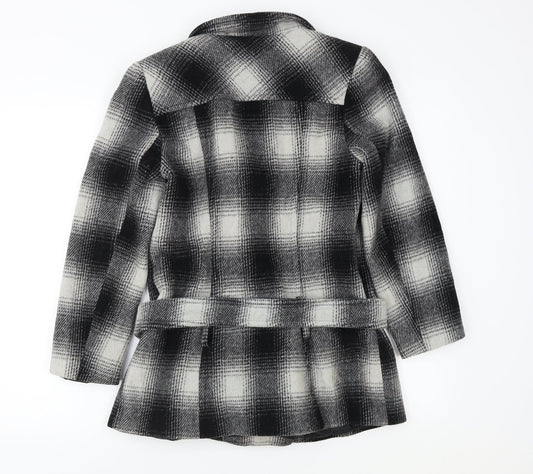 South Womens Multicoloured Check Jacket Coat Size 8
