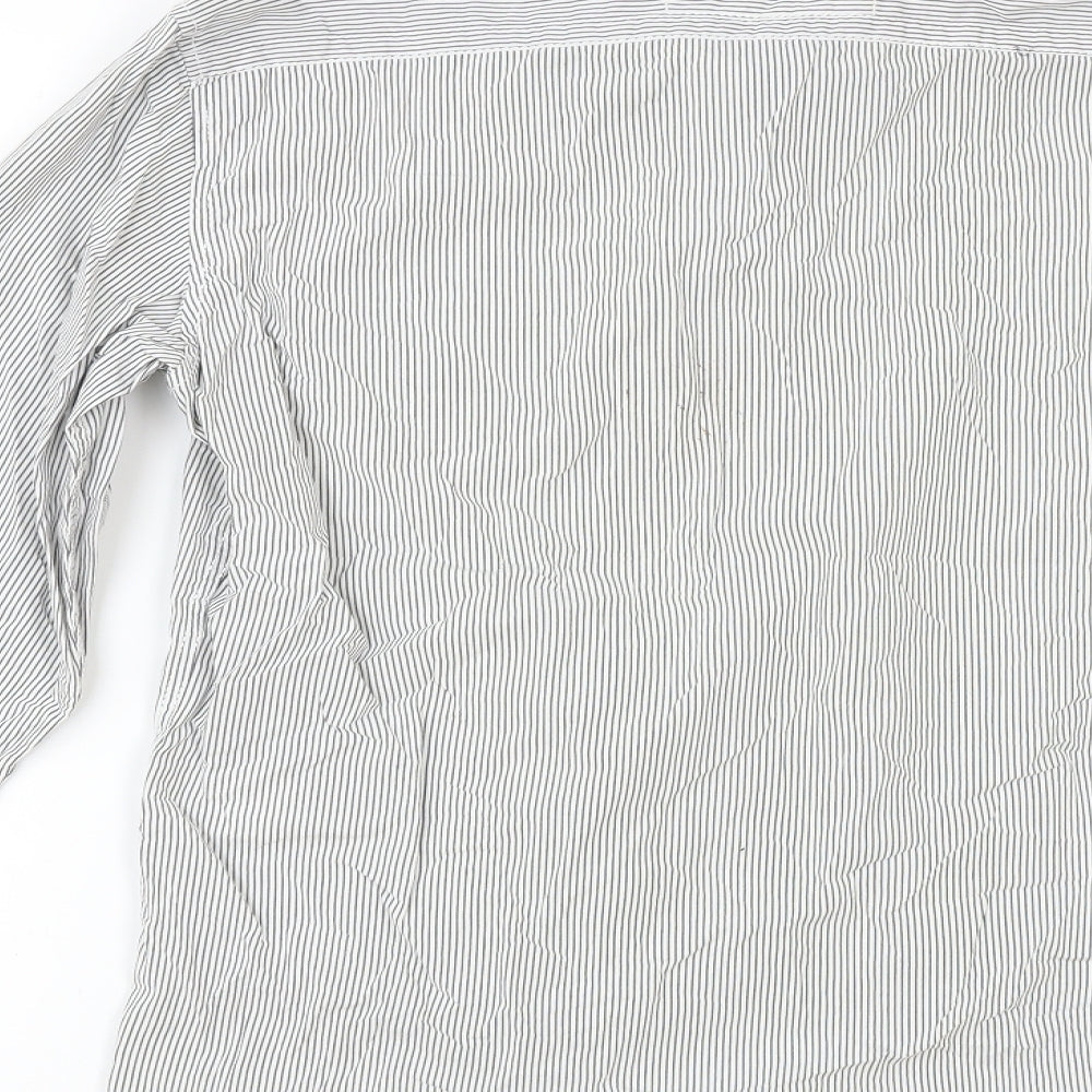 FNDM Mens Grey Striped Button-Up Size S