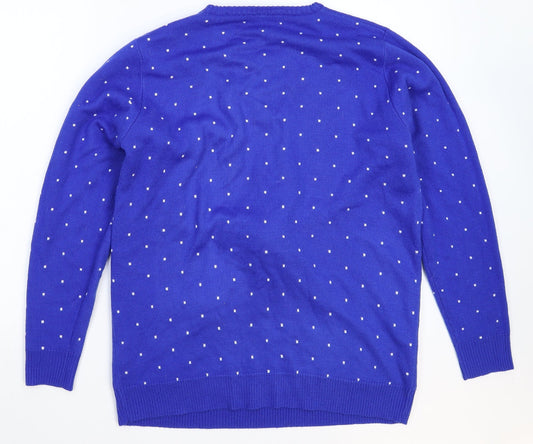 Saxnet Mens Blue Knit Pullover Jumper Size S - Christmas