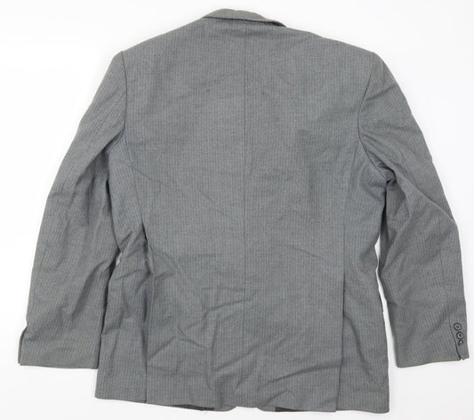 Preworn Mens Grey Striped Jacket Suit Jacket Size 42